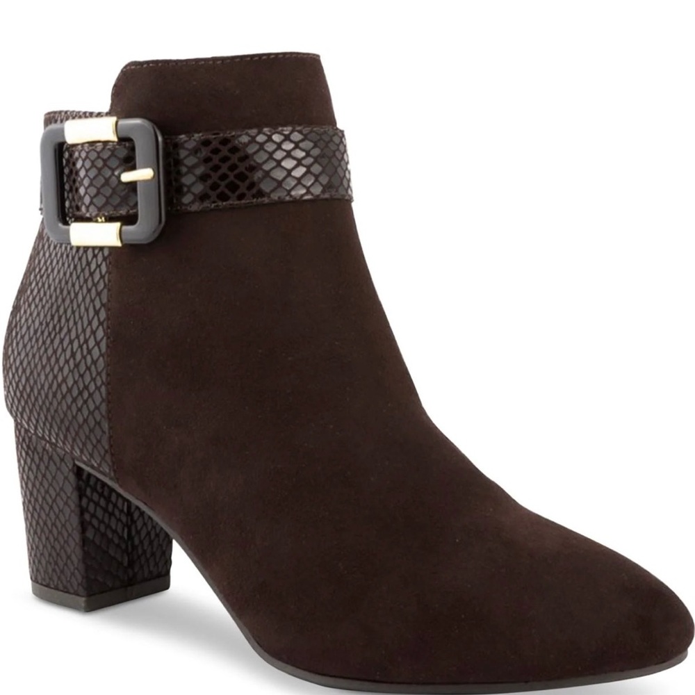 Karen Scott Ivyy Chocolate Brown Mixed Media Booties - NIB - Size 8.5